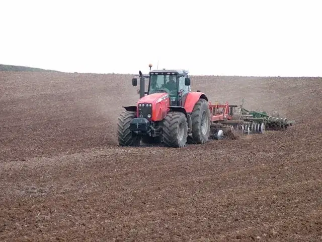 a tractor working a field