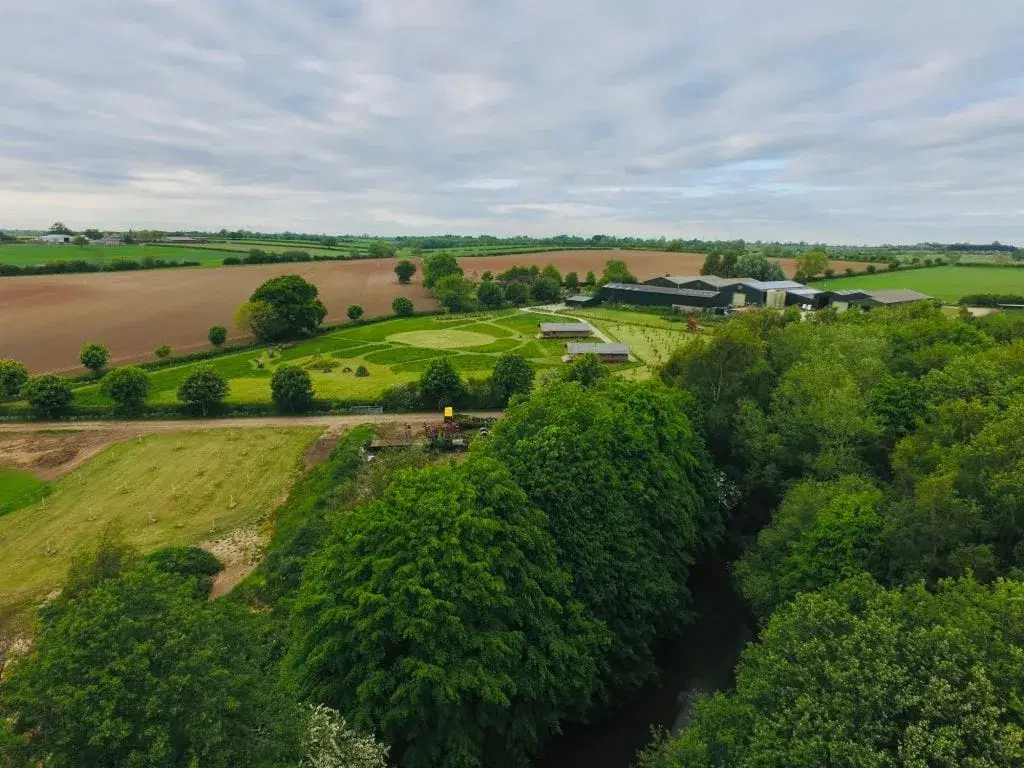 Ariel view of Meadow Field Glamping