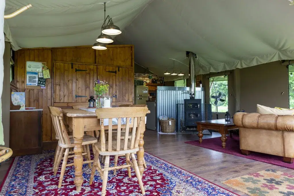inside a Safari tent
