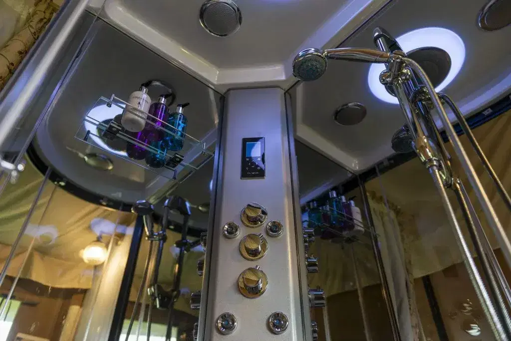 Inside of a shower pod