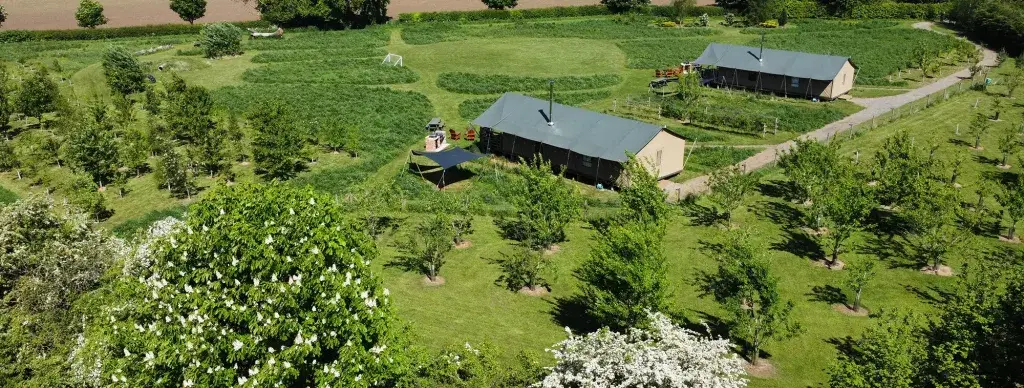 Ariel view of safari tents